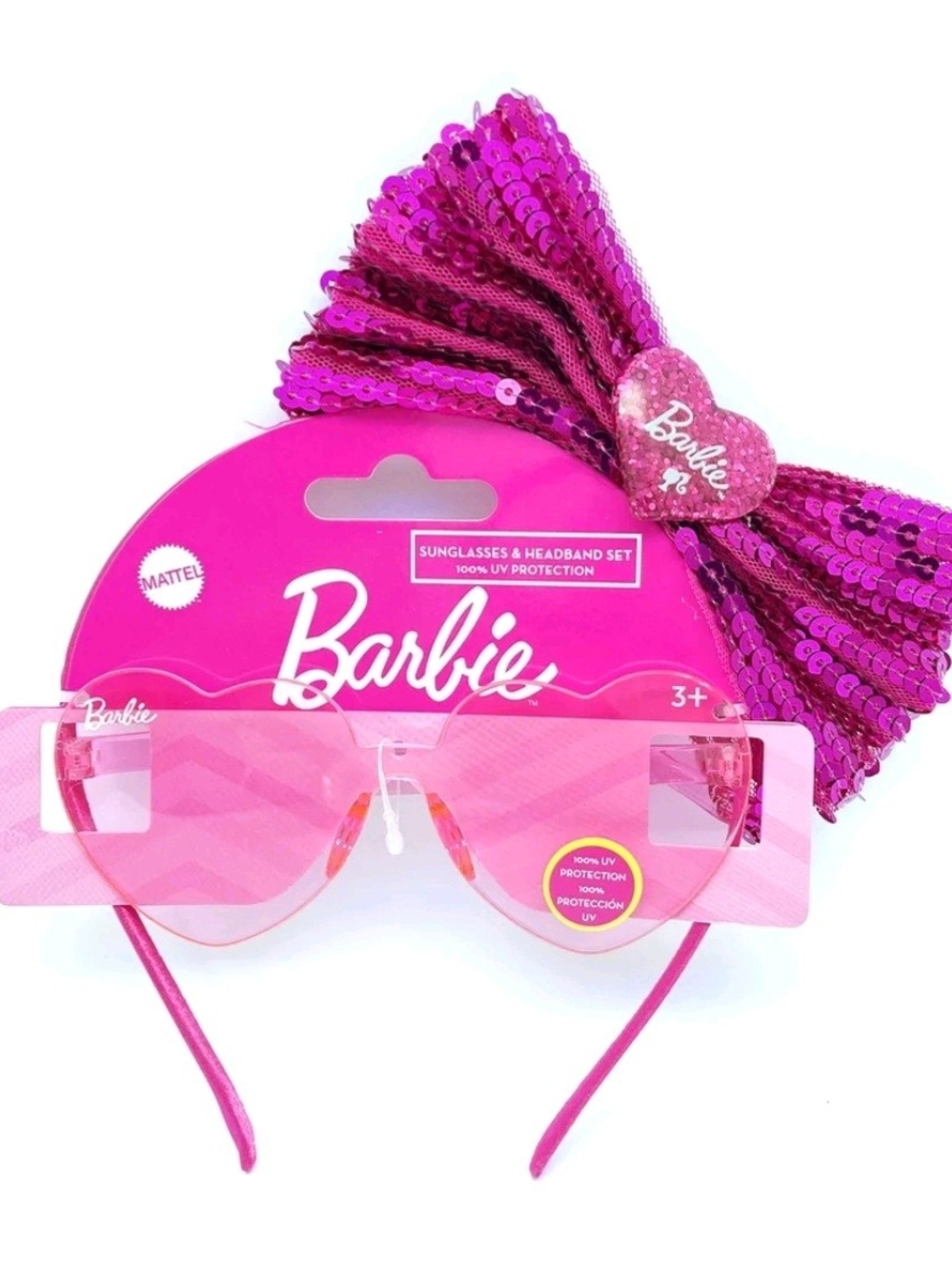 Barbie Pink Sequin Bow Sunglasses & Headband Set NWT